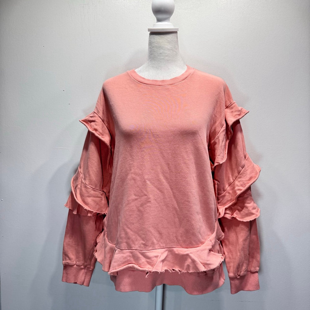 easel Pink Ruffle Sweatshirt - Picture 2 of 9